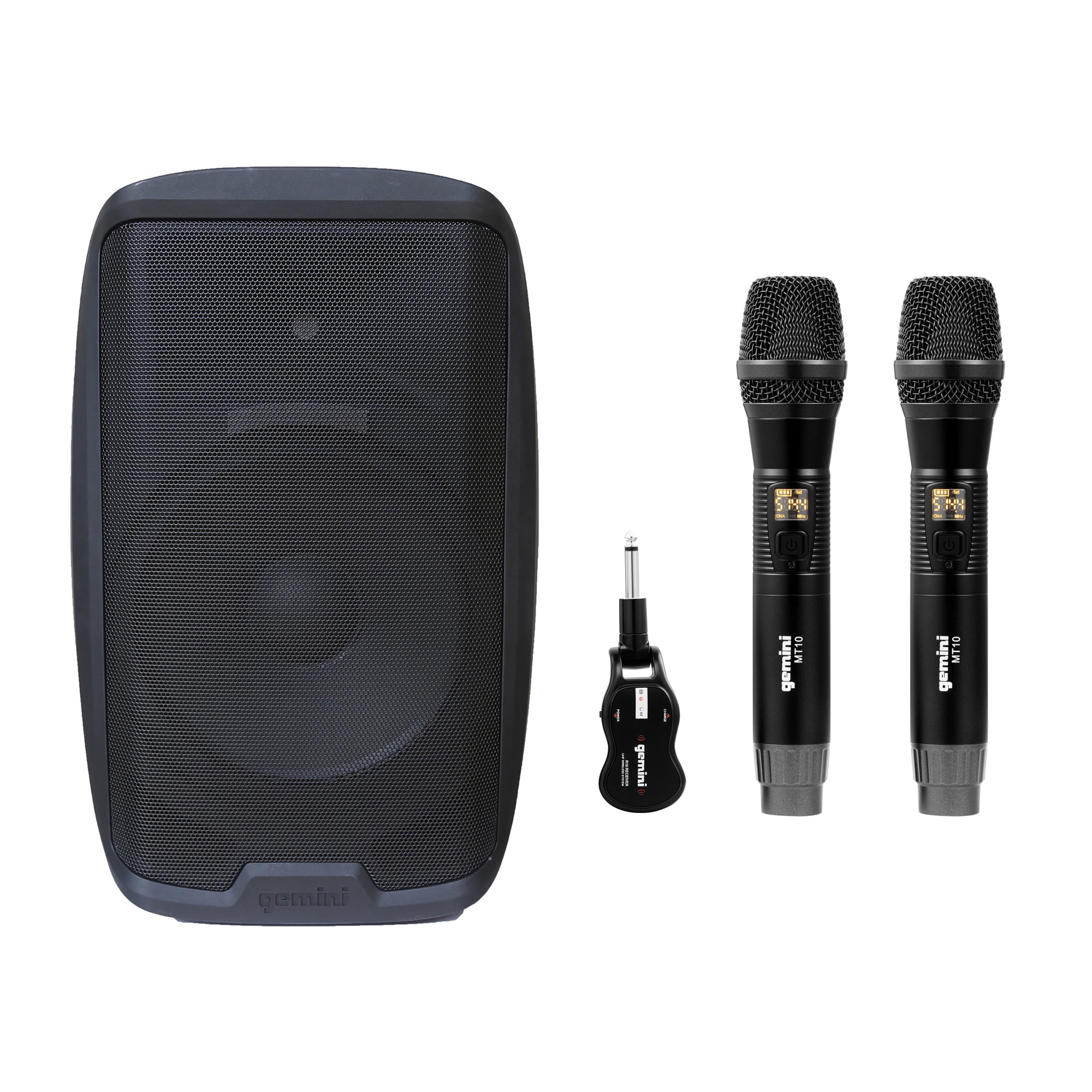 Gemini AS Series 2,000-Watt Active 15-In. Bluetooth Loudspeaker & GMU-M200 UHF Dual Wireless Microphone System , 843631171004