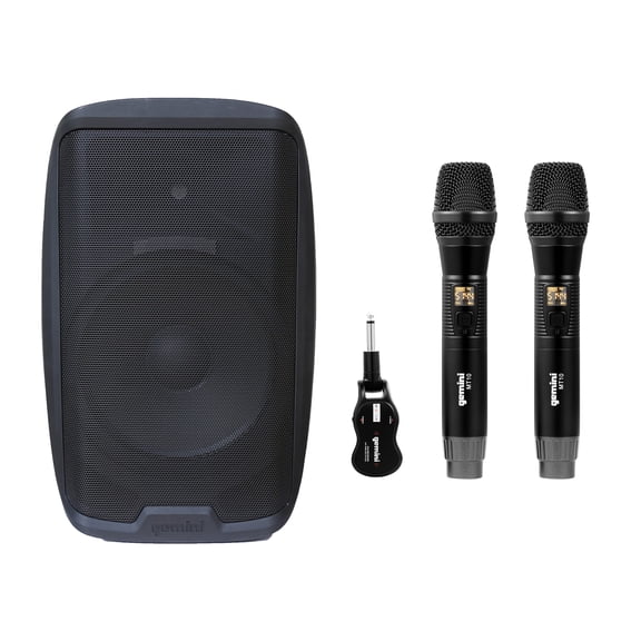 Gemini AS Series 2,000-Watt Active 15-In. Bluetooth Loudspeaker & GMU-M200 UHF Dual Wireless Microphone System , 843631171004