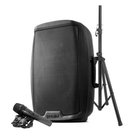 Gemini 2000W Bluetooth PA Speaker with Stand – 15” Powered DJ Loudspeaker System with USB/SD/FM, Mic Input, EQ Controls & Tripod Mount – Pro Audio for Events, Parties, and Live Performances