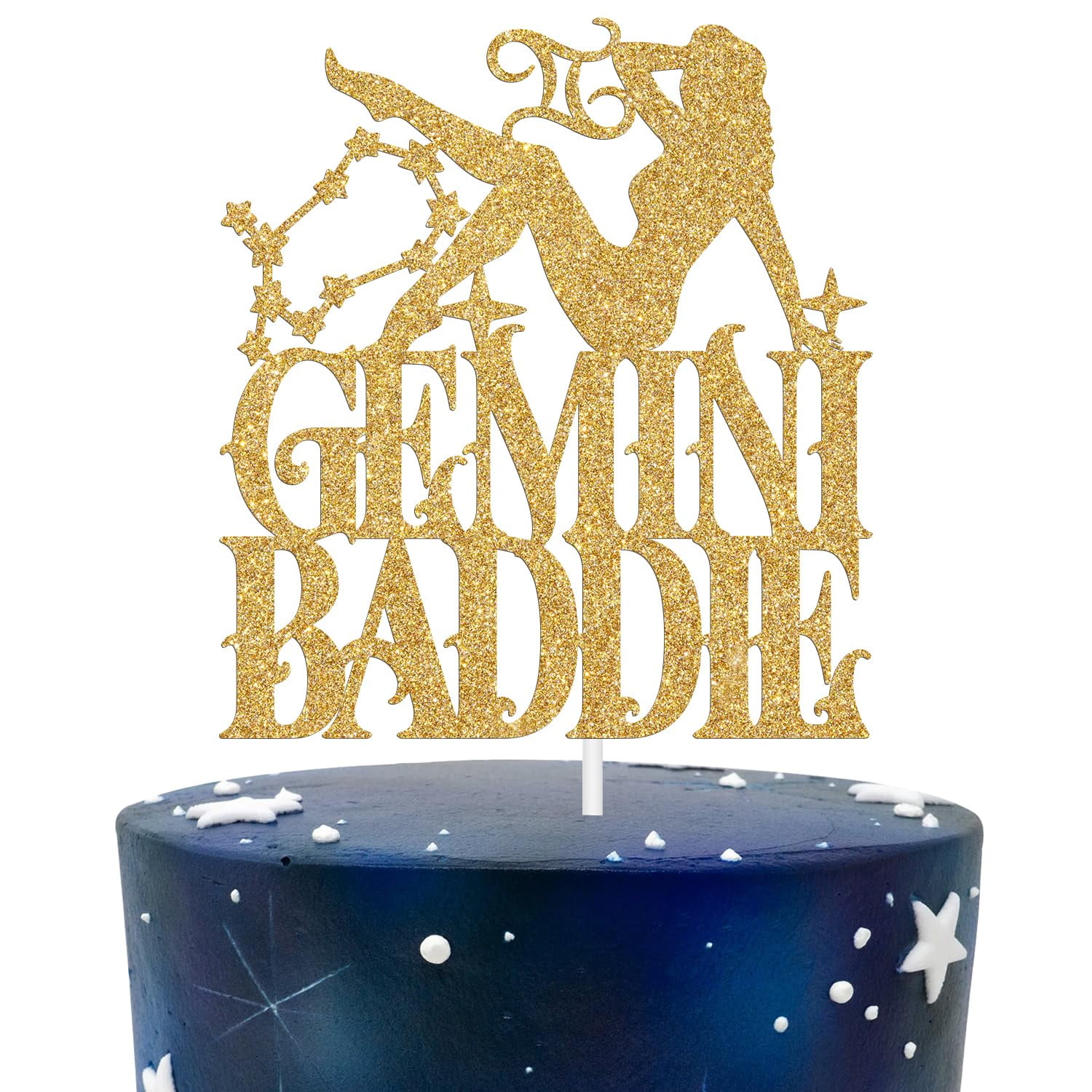 Silver Glitter "Big Gemini Energy" Birthday Banner - 13.6ft Constellation Party Decor For May/June - View #3