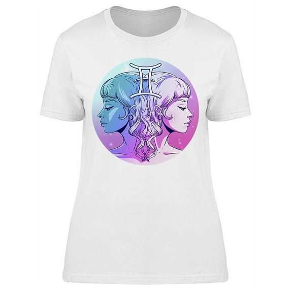 Gemini Beautiful Girl Face T-Shirt Women -Image by Shutterstock, Female Medium