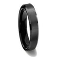 thumbnail image 1 of Gemini Black Groom or Bride Comfort-Fit Beveled Edge Edge Plain Wedding Band Titanium Ring Valentine's Day Gift for Men Women Width: 5mm, 1 of 5
