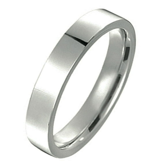 Gemini Bride's Plain Flat Court Polish Wedding Titanium Ring width 4mm US Size 6.25 Valentine's Day Gift
