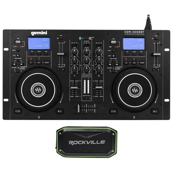 Gemini CDM-4000BT Dual DJ CD/USB Media Player/Mixer+Portable Bluetooth Speaker