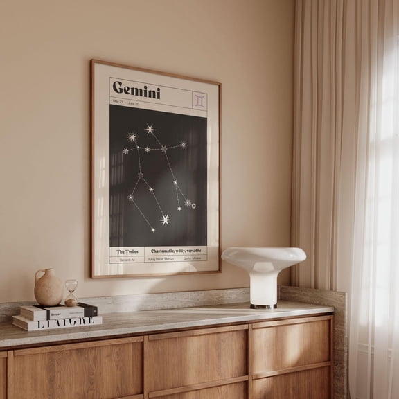 Gemini Constellation Art Print Zodiac Star Sign Wall Decor