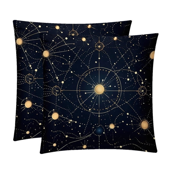 Gemini Constellation Decorative Covers for Chair - Set of 2, Unique Patterns, 16x16, 18x18, 20x20 Inches for Home Decor and Gifts