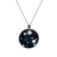 thumbnail image 1 of Gemini Constellation Glass Design Circle Pendant Necklace - Elegant Jewelry Piece, 1 of 5