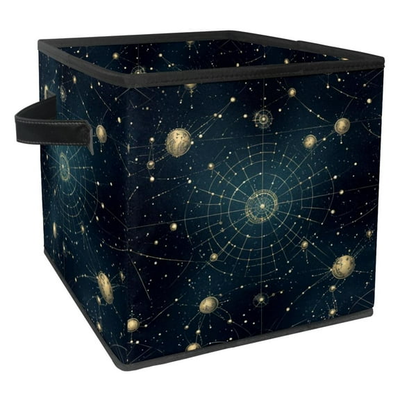 Gemini Constellation Large Capacity Foldable Storage Basket Toy Box with Handle, 10.8"x10.5"x10.6