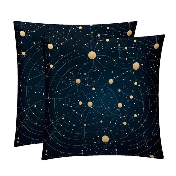Gemini Constellation Throw Pillow Covers Set of 2 - Velvet Decorative Pillow Cases with Unique Patterns, 16x16, 18x18, 20x20 Inches for Home Decor, Couch, Sofa - Throw Pillows for Living Room