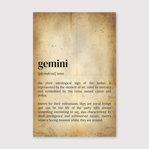Gemini Definition Print: Zodiac Sign Wall Artfor Living Room Bedroom Office Farmhouse Neutral Home Artwork Ready to Hang 8x12 inch
