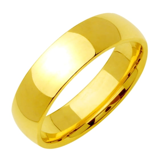 Gemini Dome Comfort Fit 18K Gold Filled Anniversary Wedding Titanium Rings width 6mm US Size 9.25 Valentine's Day Gift