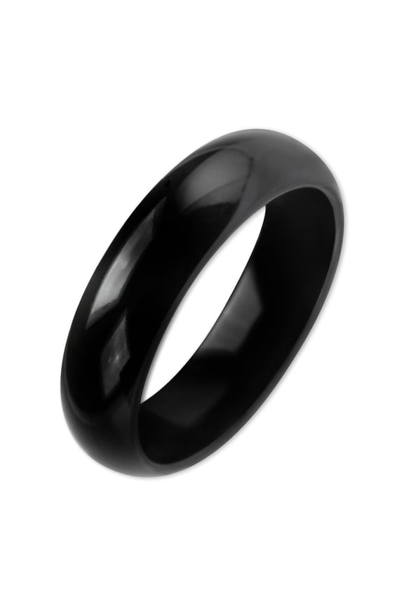 Dome Comfort Fit Black Titanium Couple Anniversary Wedding Ring width 6mm US 12.75 Valentine's Day Gift