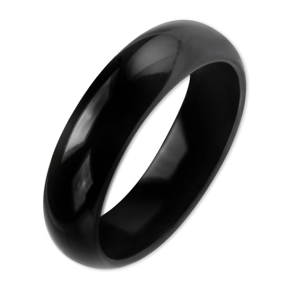 Gemini Dome Comfort Fit Black Titanium Couple Anniversary Wedding Ring width 6mm US Size 10.75 Valentine's Day Gift