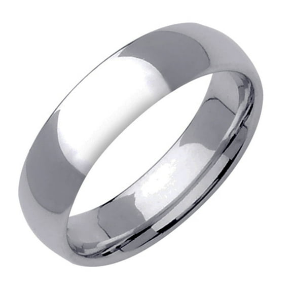 Gemini Dome Comfort Fit Silver Color Solid Titanium Couple Anniversary Wedding Ring width 6mm US Size 11 Valentine's Day Gift