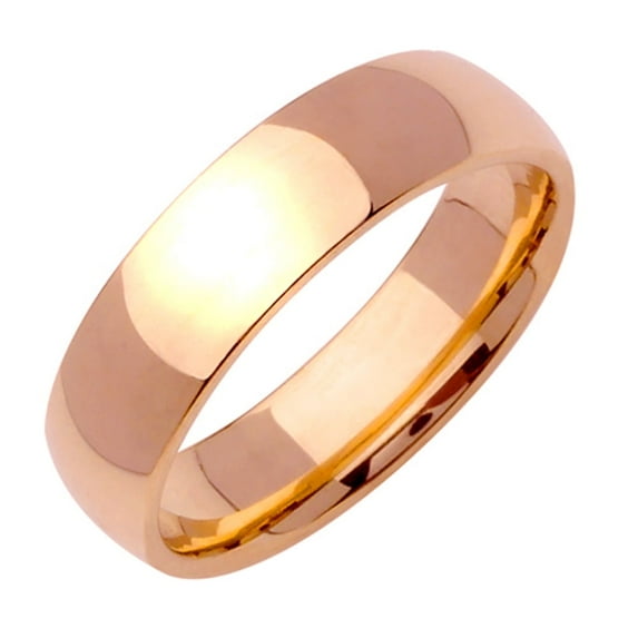 Gemini Dome Court Shape Rose Gold Polish Anniversary Titanium Wedding Ring width 6mm US Size 11.75 Valentine's Day Gift
