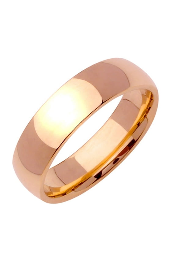 Dome Court Shape Rose Gold Polish Anniversary Titanium Wedding Ring width 6mm US Size 7 Valentine's Day Gift