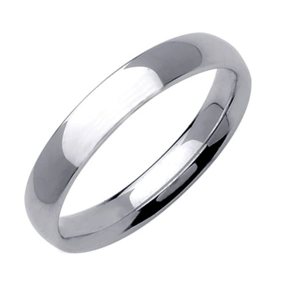 Gemini Dome Court Shape Silver Color Solid Titanium Couple Anniversary Wedding Ring width 4mm US Size 10.5 Valentine's Day Gift