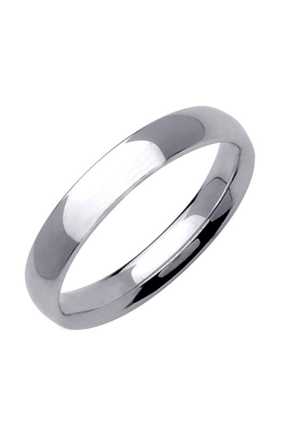 Dome Court Shape Silver Color Solid Titanium Couple Anniversary Wedding Ring Width 4mm US Size 5.75 Valentine's Day Gift