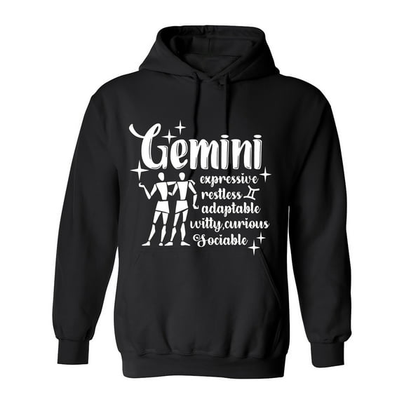 Gemini Expressive Restless Adaptable Witty Curious Sociable Sarcastic Humor Novelty Funny Men's Hoodies
