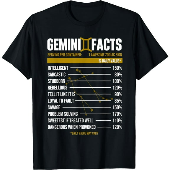 Gemini Facts - Astrology Zodiac Sign Horoscope T-Shirt