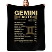 Gemini Facts Zodiac Sign Astrology Birthday Gift Flannel Blanket Warm Soft Bedding Throws Winter Camping Chair Sofa Bed