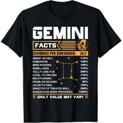 Gemini Facts Zodiac T-Shirt Funny Gemini Birthday Gifts T-Shirt