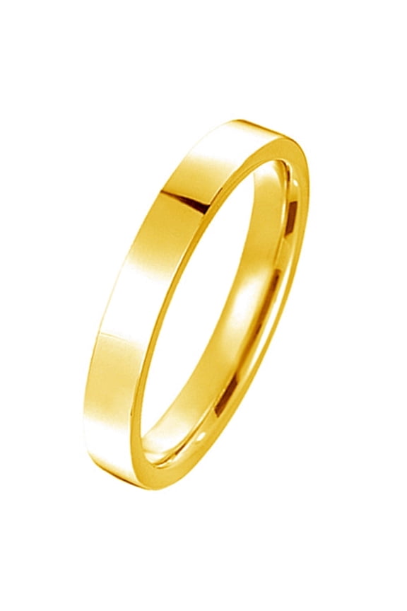 Flat Court 18K Gold Filled Anniversary Wedding Titanium Ring Width 4mm US Size 7.5 Valentine's Day Gift
