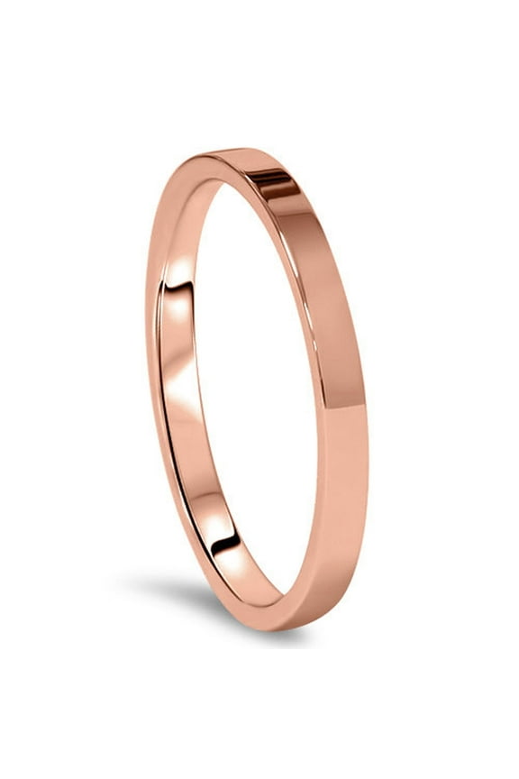 Flat Court Comfort Fit Rose Gold Couple Titanium Wedding Ring width 4mm US Size 5 Valentine's Day Gift
