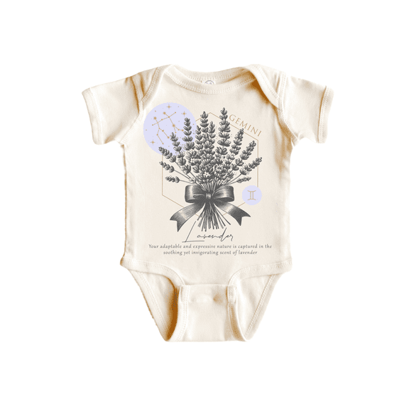 Gemini Floral Celestial Newborn Baby Bodysuit