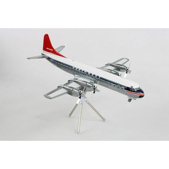 Lockheed L-188 Electra Commercial Aircraft White and Gray with Blue and Red Tail 1/200 Diecast Model Airplane by GeminiJets