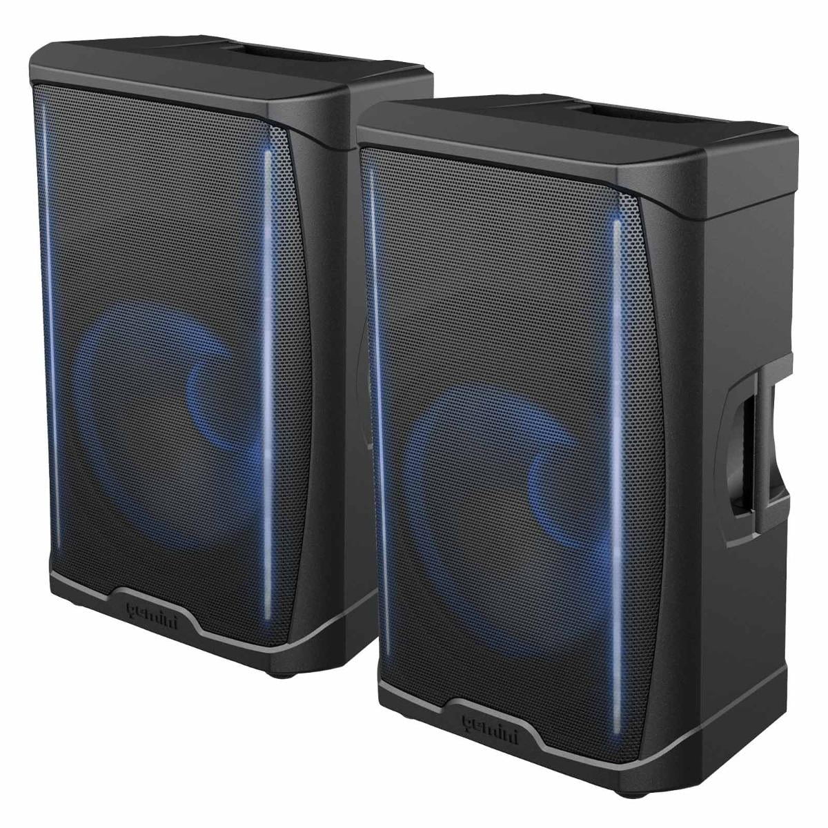 Gemini GD-L215PRO 15" 1300W Professional PA Speaker with Bluetooth and LED Party Lighting 2-Pack