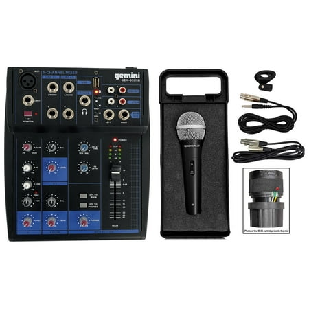 Gemini GEM-05USB 5 Channel Bluetooth Mixer w/USB 5 Ins/2 Bus/2 Band EQ+Mic