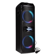 Gemini Portable Bluetooth TWS Speaker with LED Party Lighting and Wired Microphone, Black, GHK-2800