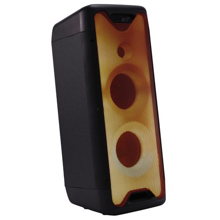 Gemini GLS Series Portable Bluetooth Dual-Woofer Speaker System with LED Lights, Microphone, and Remote, True Wireless, Black, GLS-550