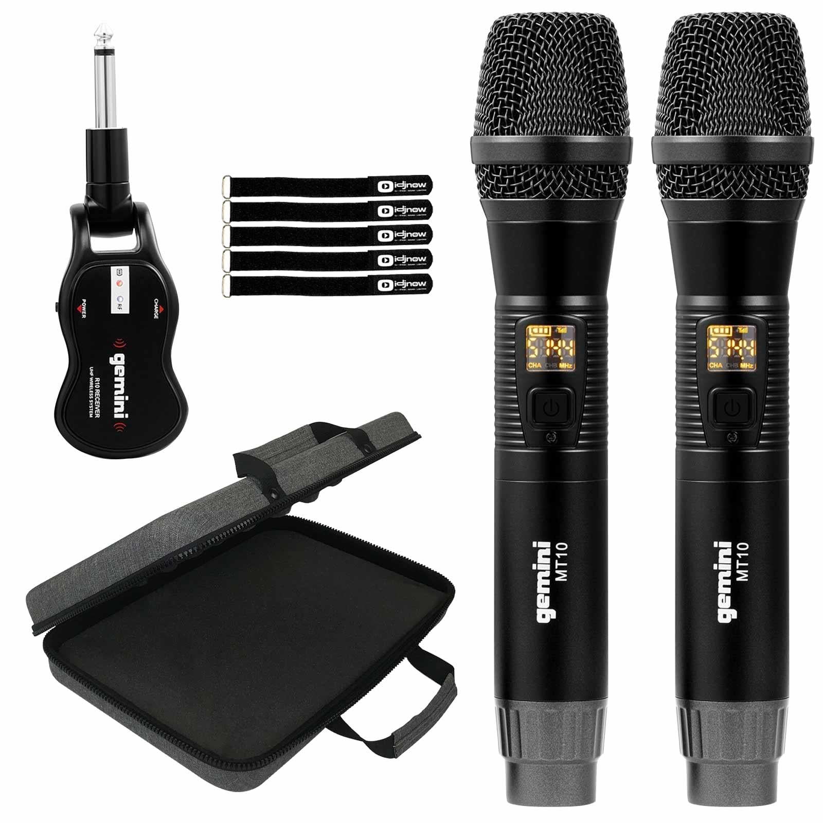 Gemini GMU-M200 Single Channel Dual UHF Metal Body Microphones with Premium Multipurpose EVA Case Package