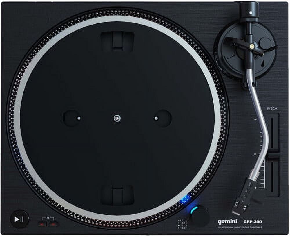 Gemini GRP-300 High Torque Direct Drive Turntable (3 Speeds 33/45/78) (Black) [TURNTABLES] Belt Drive, Built-In Preamp, Black