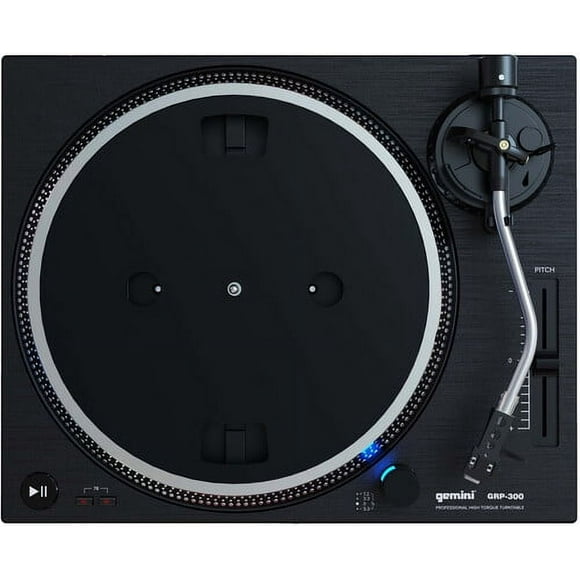 Gemini GRP-300 High Torque Direct Drive Turntable (3 Speeds 33/45/78) (Black)  [TURNTABLES] Belt Drive, Built-In Preamp, Black