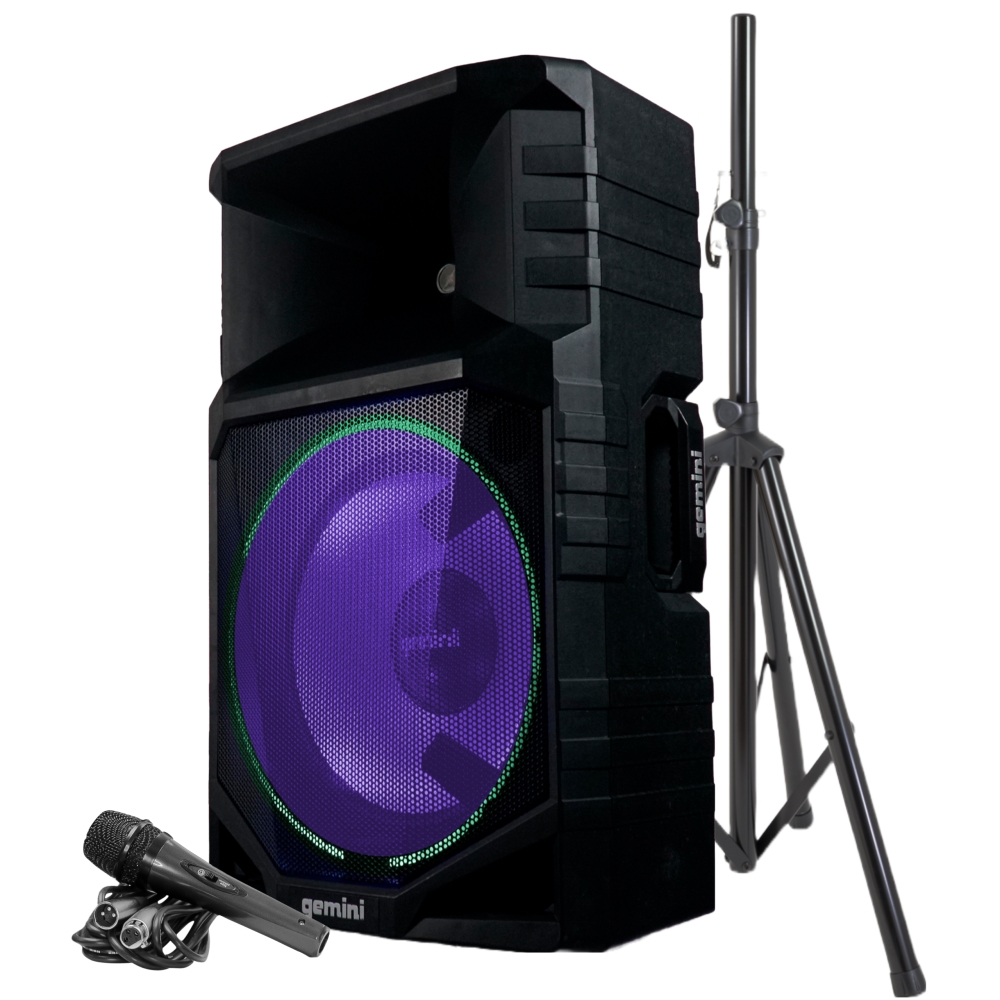 Gemini GSW-T1500PK 15 in. Portable Bluetooth Speaker with Stand & Microphone - image 1 of 13