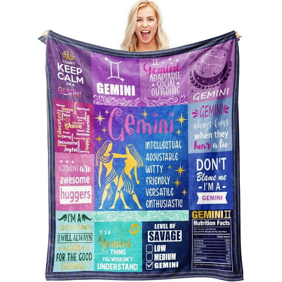 Gemini Gifts Blanket, Gemini Gifts for Women, Gemini Zodiac Gifts, Gifts for Gemini Women, Gemini Birthday Gifts, Astrology Gifts for Women, Zodiac Constellation 50x60