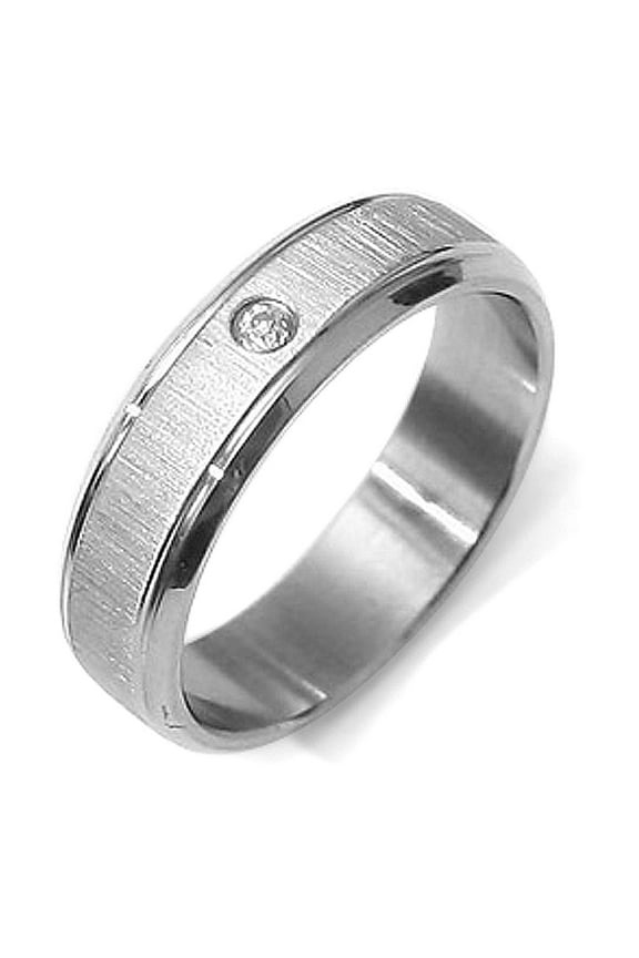 Groom CZ Diamond Anniversary Wedding Titanium Couple Ring Width 6mm US Size 7.25 Valentine's Day Gift