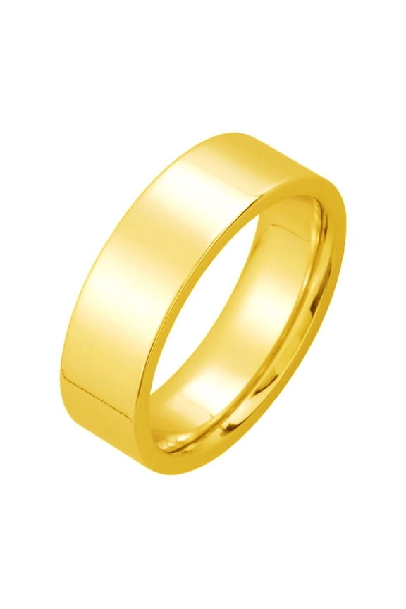 Groom or Bride 18K Gold Filled Anniversary Wedding Titanium Ring width 6mm US 14 Valentine's Day Gift