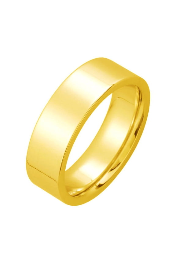 Groom or Bride 18K Gold Filled Anniversary Wedding Titanium Ring width 6mm US 15.5 Valentine's Day Gift