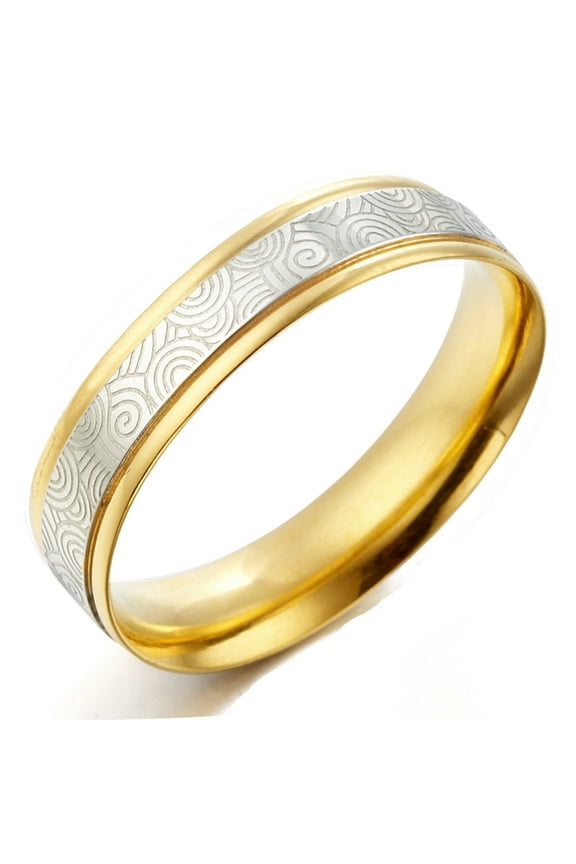 Groom or Bride 18K Gold Filled Anniversary Wedding Titanium Rings Width 4mm US Size 4.75 Valentine's Day Gift