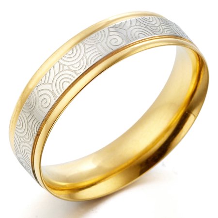 Gemini Groom or Bride 18K Gold Filled CZ Diamonds Anniversary Wedding Titanium Ring width 6mm US Size 6mm 12.5 Valentine's Day Gift