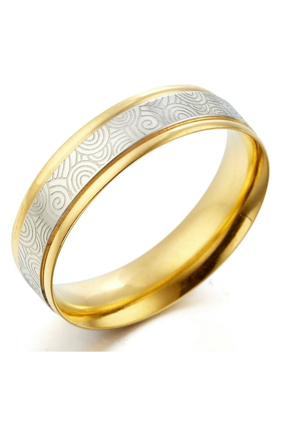 Groom or Bride 18K Gold Filled CZ Diamonds Anniversary Wedding Titanium Ring Width 6mm US Size 6mm 9.75 Valentine's Day Gift