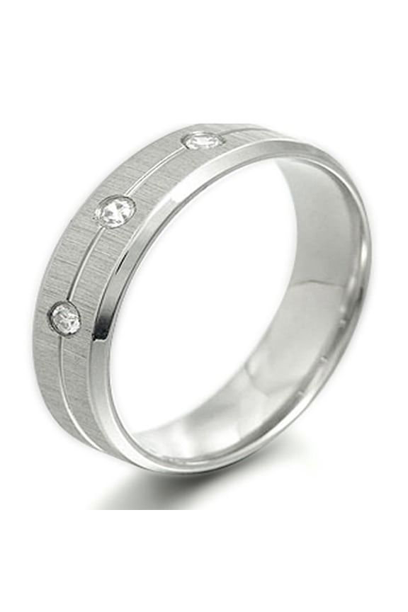 Groom or Bride CZ Diamonds Anniversary Wedding Titanium Ring Width 6mm Valentine's Day Gift