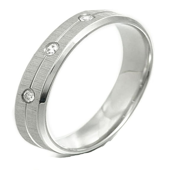 Gemini Groom or Bride CZ Diamonds Promise Wedding Titanium Ring width 4mm US Size 5 Valentine's Day Gift