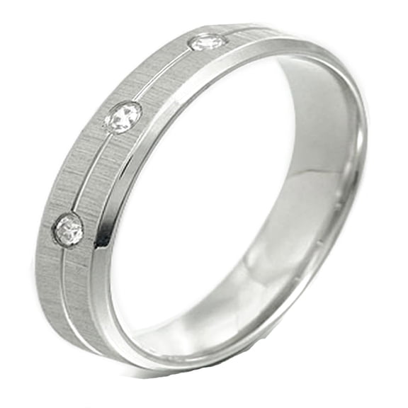 Gemini Groom or Bride CZ Diamonds Promise Wedding Titanium Ring width 4mm US Size 6.75 Valentine's Day Gift