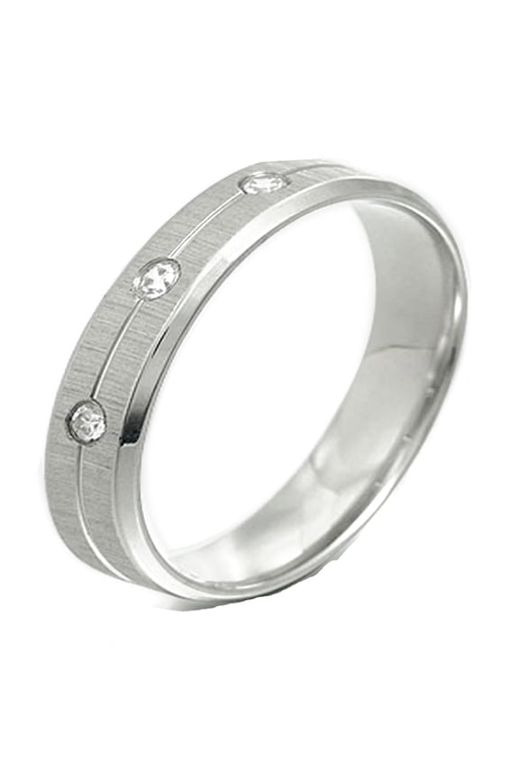 Groom or Bride CZ Diamonds Promise Wedding Titanium Ring width 4mm US Size 7.5 Valentine's Day Gift