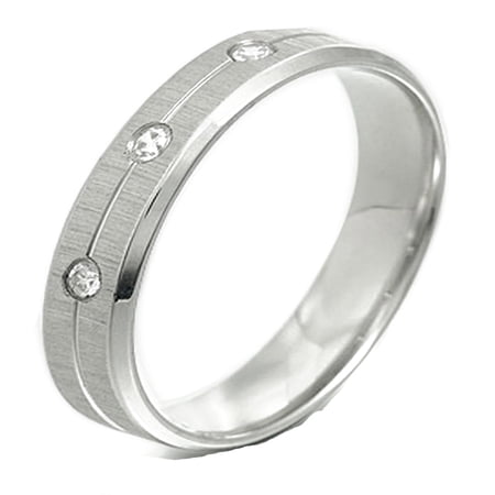 Gemini Groom or Bride CZ Diamonds Promise Wedding Titanium Ring Width 4mm US Size 8.25 Valentine's Day Gift
